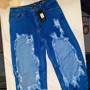 Fashion Nova Super Distressed Mom Jeans